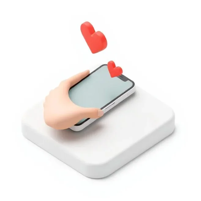 A soft 3D illustration of a hand holding a gift above a church